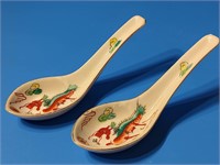 Pair of Hand Painted Chinese Dragon Spoons