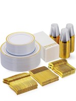New 350 Piece Gold Dinnerware Set for 50 Guests,