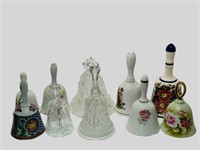 Vintage Ceramic crystal Bell Set Of 10 Different