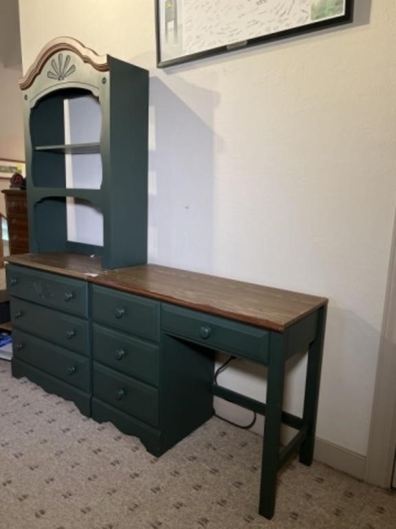 Dresser and Desk with Bookcase Tops