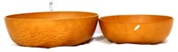 Lot of 2 tan MCM Ellingers agatized wood bowls