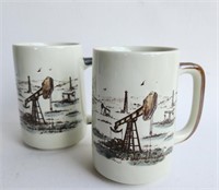 Otagiri Coffee Mugs w/Oil Well Pump Design