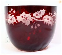 Cranberry/clear glass bowl