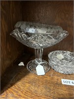 CUT GLASS COMPOTE AND CLEAR GLASS ITEMS