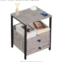 Lerliuo Nightstand, Side Table, Industrial Bedside