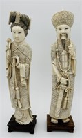 large Chinese Ivory Emperor and Empress Figures