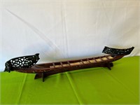 Hand Carved War Canoe Dated 1982