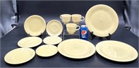 Vintage Set Fiestaware Yellow Plates Saucers Cups