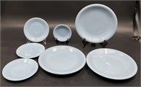 Vintage Set of Fiestaware Blue Plates, Bowl