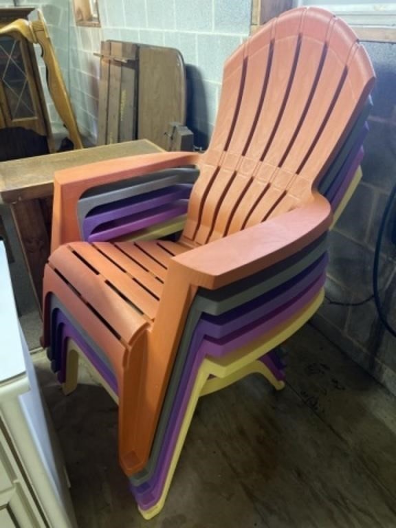 (5) Plastic Adirondack Style Stacking Chairs