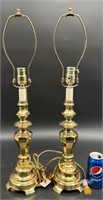 Pair Beautiful Brass Lamps - Work, No Shades