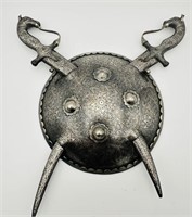 Indian Mughal , Shield two sword silver inlaid