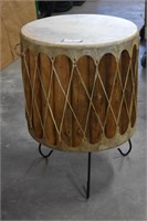 Large Native American Wood & Rawhide Drum