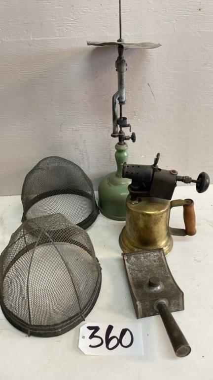 Vintage/antique items fogger, torch lamp,
