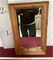 Gorgeous Vintage Oak Bevel Glass Mirror