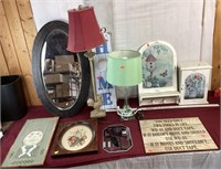 Lamps, Wall Hangings, Mirror, Small Cabinet, Etc