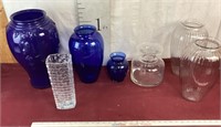 Assorted Vases, Cobalt Blue, Etc.