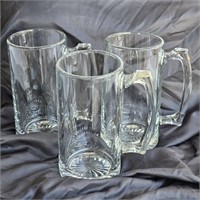 Large Glass Beer Mugs (3)