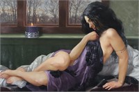 Bryce Liston Woman w/ Purple Blanket Painting