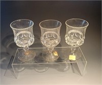 Set of 3 clear kings crown goblets