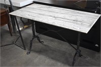 Marble Top Heavy Iron Base Table 47 x 24