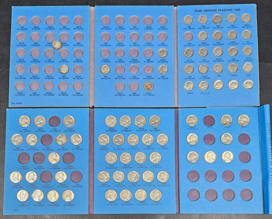 2 US Coin Books - Dimes 1946-77, Nickels 1962-86