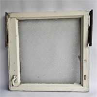 Old Bathroom Window Sash w/Textured Glass -as is