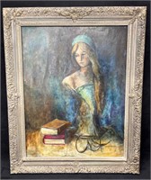 Framed Oil On Canvas "Mignon" By Ben Sunday Unsign