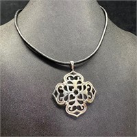 Sterling Silver Four Point Filigree Pendant Neckla