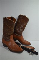 Nocona Leather Boots 10B & Justin Cowhide Belt