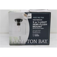 Hampton Bay Westbrook 8" 1-Light Black Flush Mount