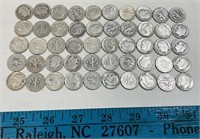 (50) Roosevelt Dimes Silver 1940s-50s