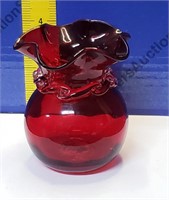 Vintage Red Art Glass Vase
