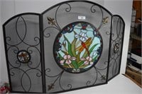 Beautiful Stain Glass Dragonfly Fireplace Screen