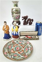 Asian Decor: Dragon, Vase, Platter, Pen, Figurines
