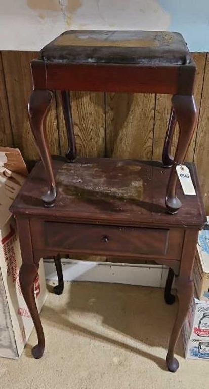 SEWING MACHINE CABINET & SEWING STOOL