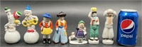 Vintage Figurines: Cowboy, Cowgirl, Clowns +