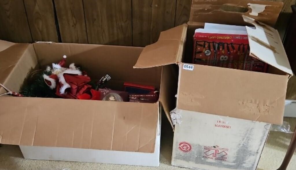 (2) BOXES OF ASSTD CHRISTMAS: LIGHTS, ORNAMENTS &