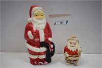 Small Blow Mold Santa & Vintage Santa Bank