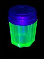 Uranium Glass Tobacco snuff jar panel canister