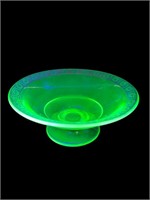 Uranium Glass Large compote or fruit bowl gold