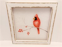 ORIGINAL CARDINAL PAINTING ON FABRIC