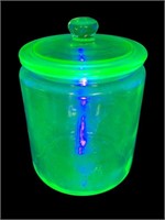Uranium Glass Lidded canister candy jar medium