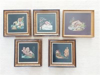 5 FRAMED NEEDLEPOINT PICTURES