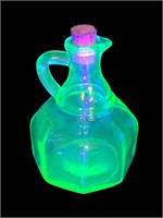 Uranium Glass Cruet bottle vessel cork top