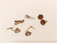 STERLING CUFFLINKS & TIE CLIP + 2 10K TIE CLIPS