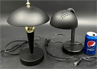 2 Black Dome Desk / Table Lamps Both Work