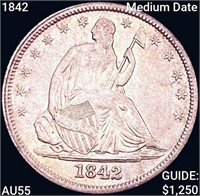 1842 Med Date Seated Lib Half Dollar HIGH GRADE