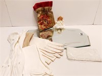 VINTAGE GLOVES + MIRRORED TRAY