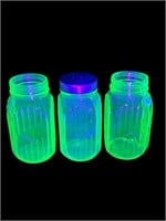 Uranium Glass Hoosier cabinet spice jars